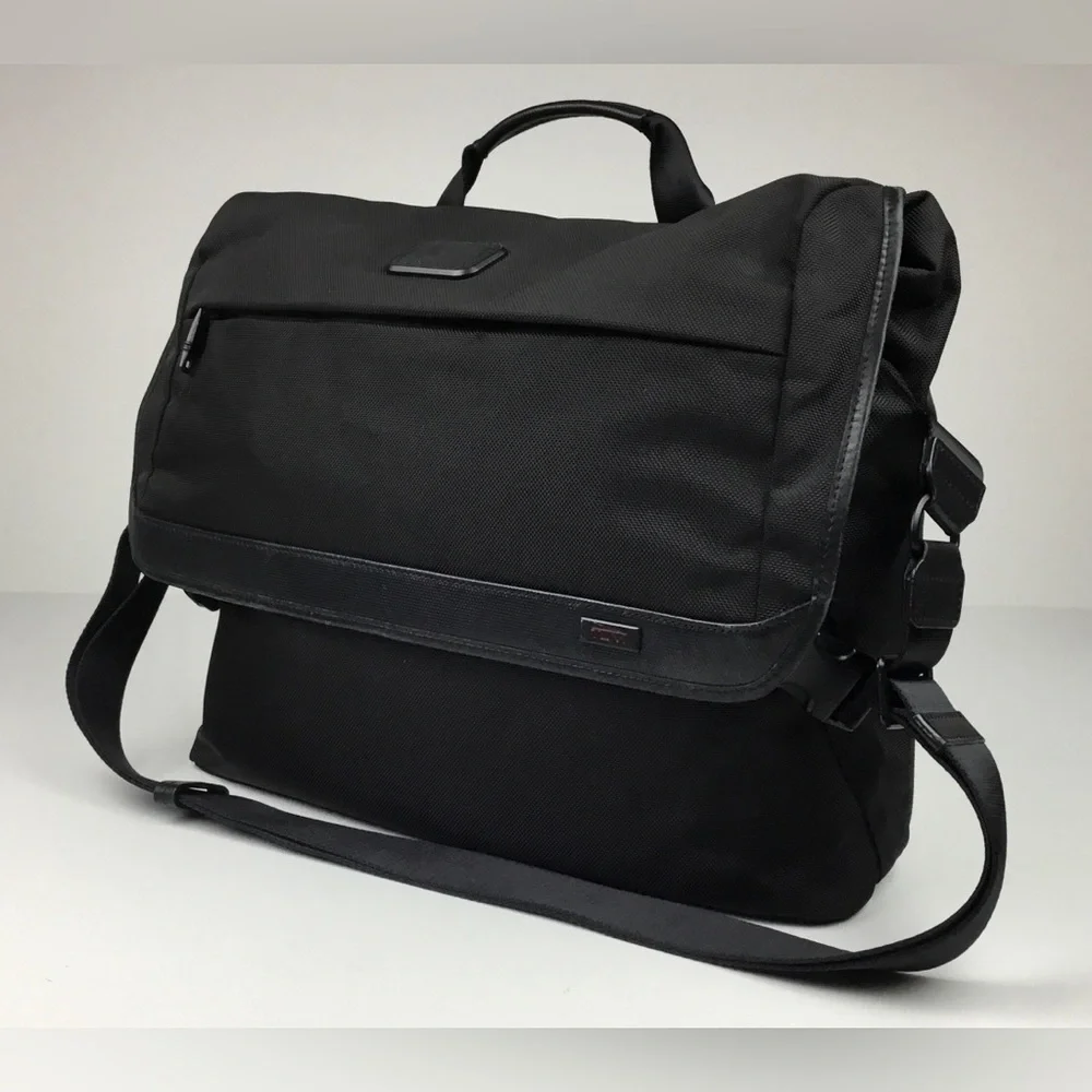 TUMI Alpha 2 Expandable Messenger Bag Black Ballistic Nylon